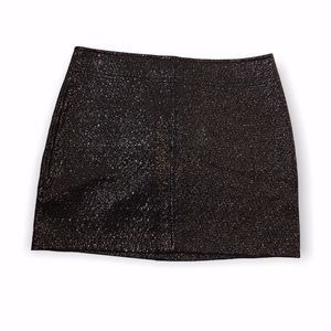 Black faux leather shiny textured mini skirt size S